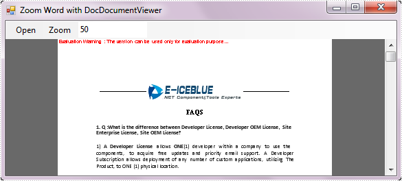 Zoom Word Document using Spire.DocViewer