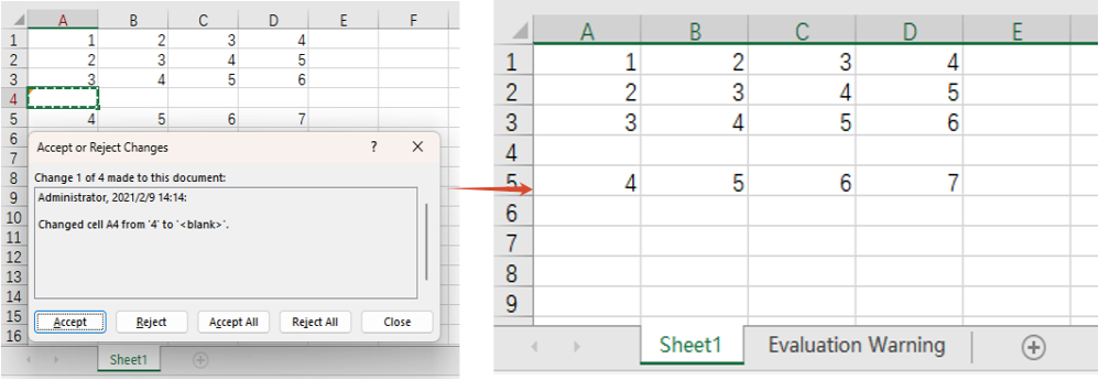 Accept All Tracked Changes in Excel
