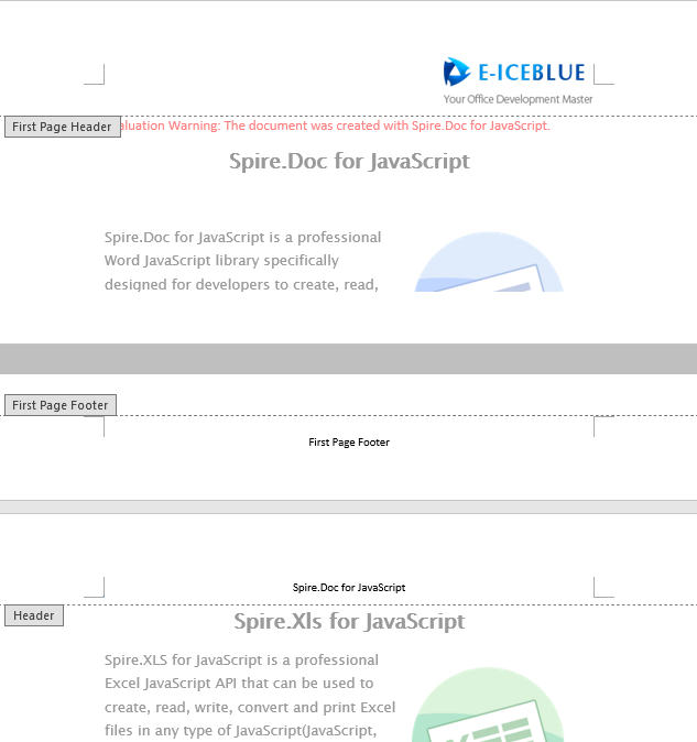 First page with different headers and footers from the rest of the document