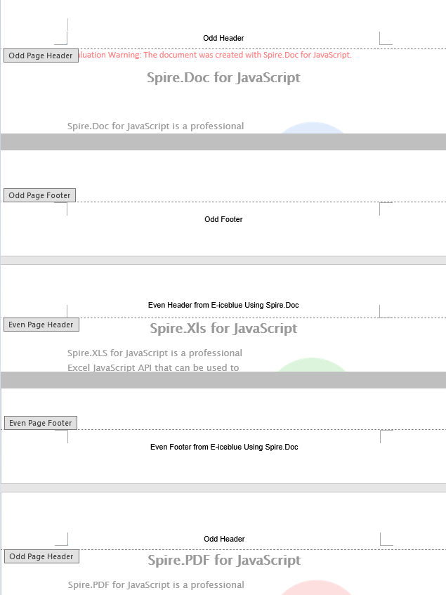Odd and even pages with different headers and footers