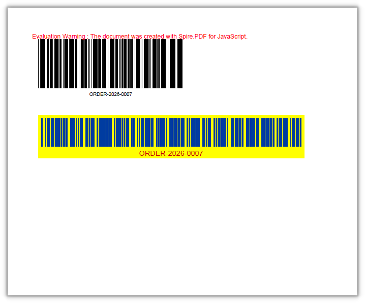 The lower barcode uses different bar colors, bar height, quiet zone, and label font