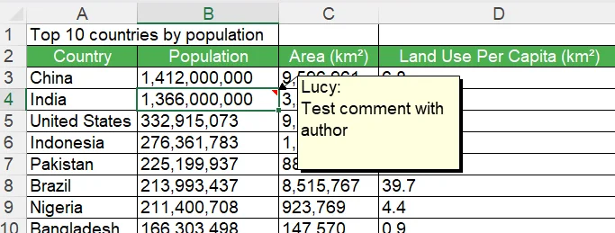 Ajouter un commentaire à Excel avec Python