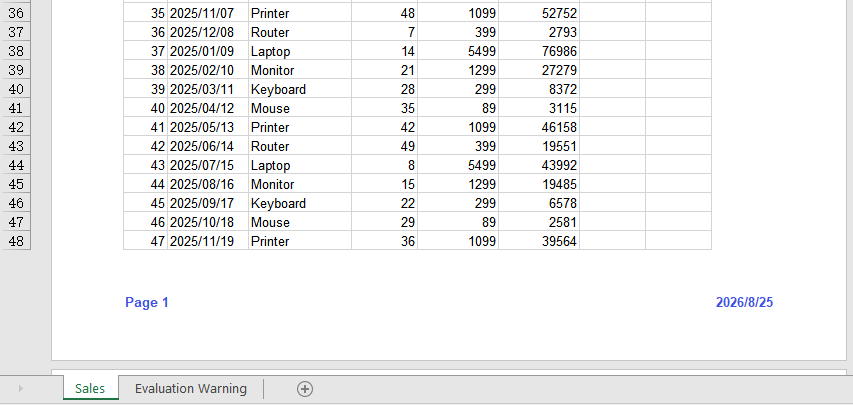 Add the Current Date and Page Number to the Footer