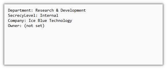 The exported custom property text file