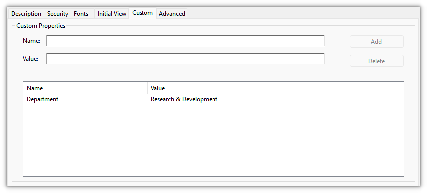 The PDF document after removing custom properties