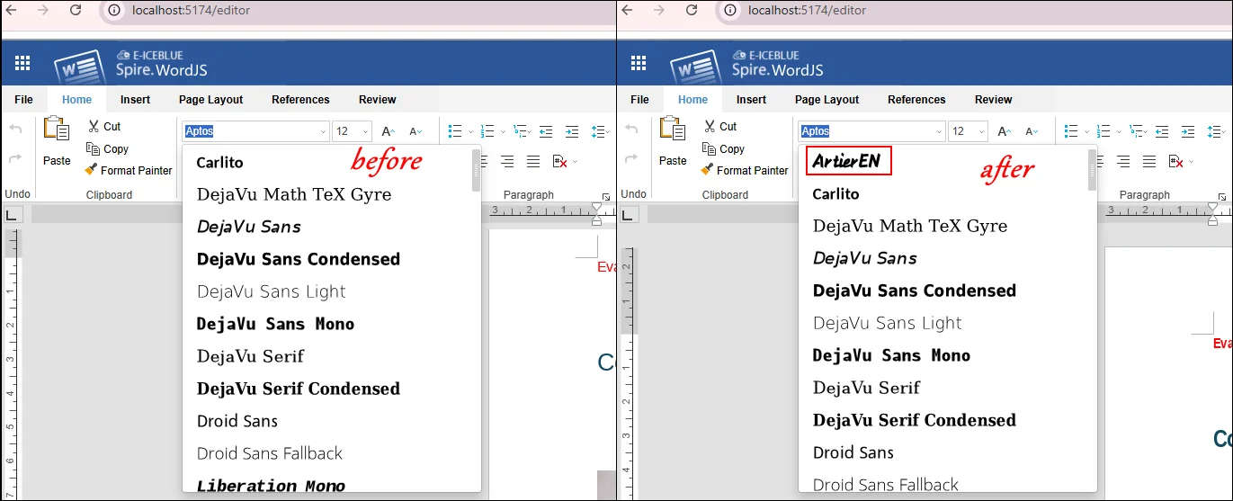 comparison of adding the new fonts to your react application