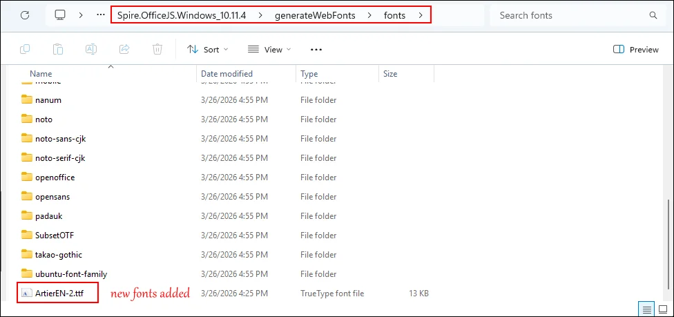 add the new font file to the fonts folder