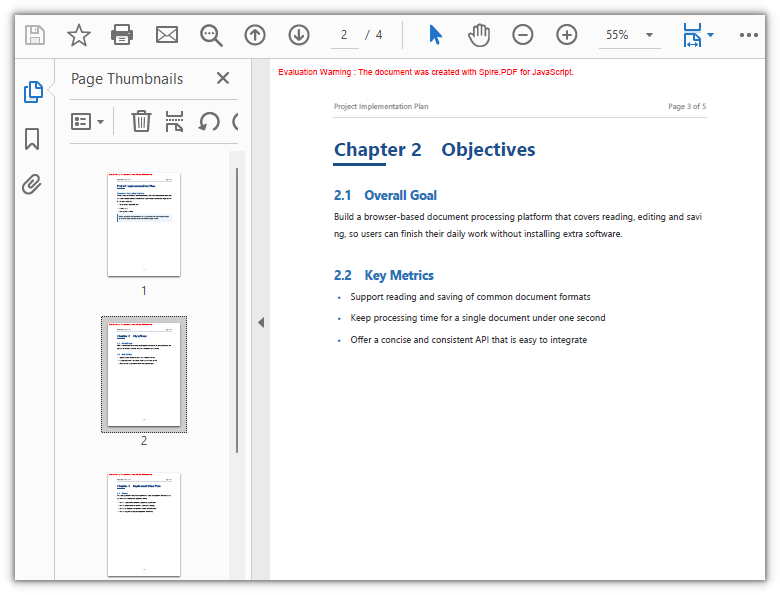 The PDF document after the second page is deleted