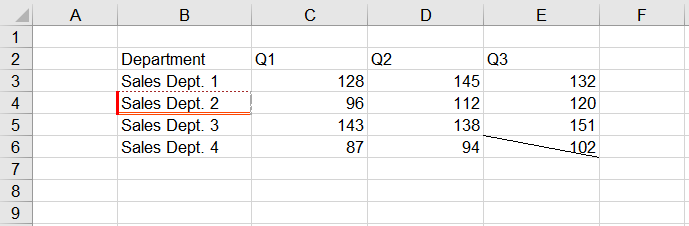 Add left, top, right, bottom and diagonal borders to a cell
