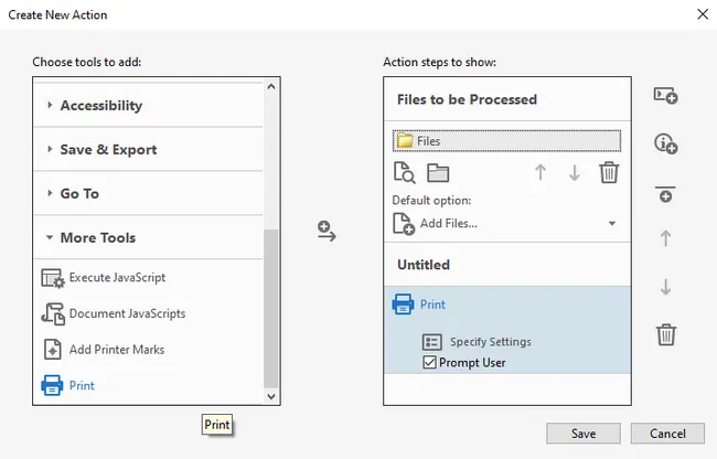Add print as new action