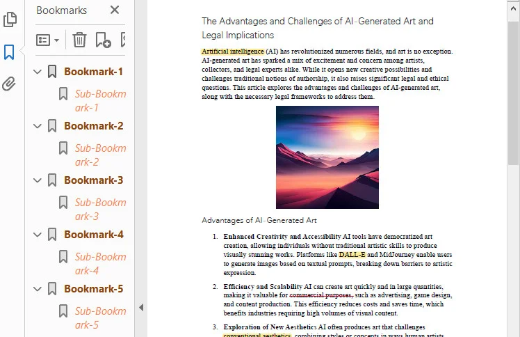 Create a Table of Contents with Free Spire.PDF