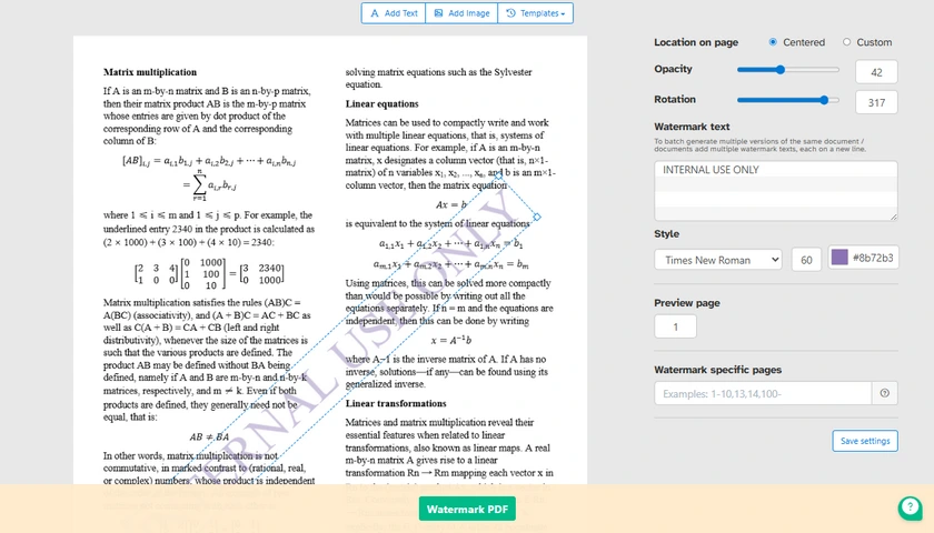 Add Watermark to PDF Using an Online Tool