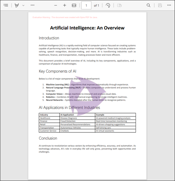  Output PDF file with a centered image watermark