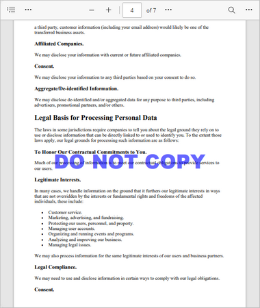 The output PDF displaying a semi-transparent