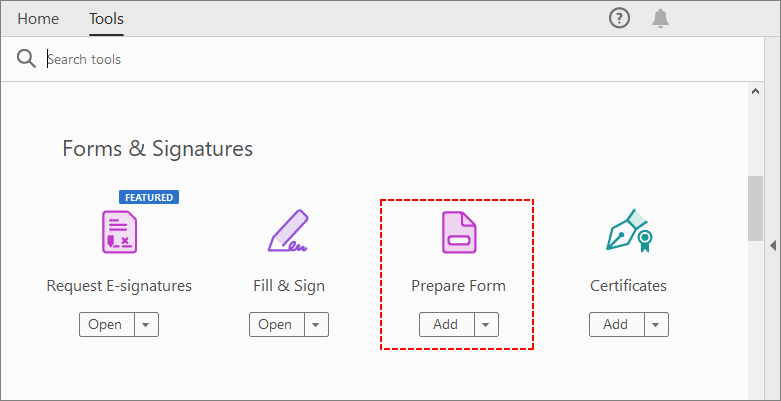 The prepare form tool in Adobe Acrobat