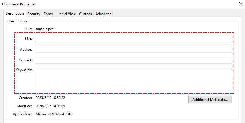 Очистка свойств PDF в свойствах Adobe Acrobat