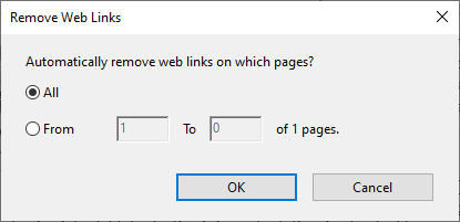 Remove Web Links pop-up window in Adobe Acrobat Pro with All pages selected