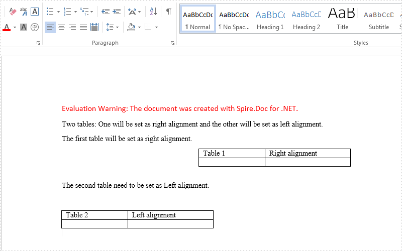 How to align a table in C#