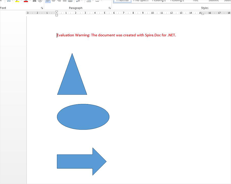How to align the shape on word document in C#