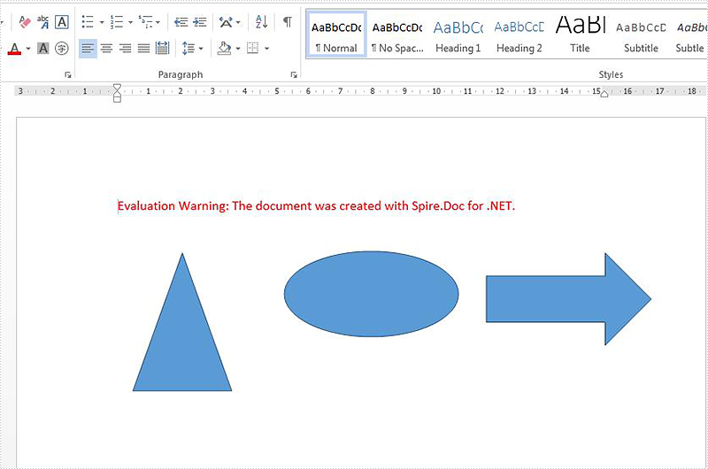 How to align the shape on word document in C#