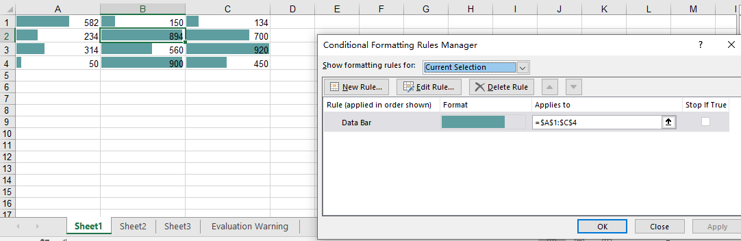 Apply Data Bars to a Cell Range Effect