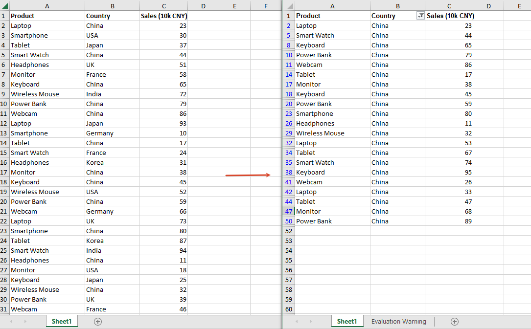 Apply Filter Conditions to Filter Data