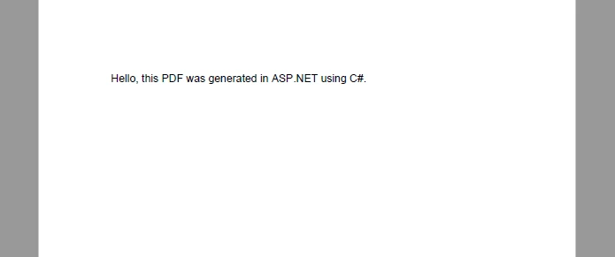ASP.NET MVC generate PDF using C# example Hello World