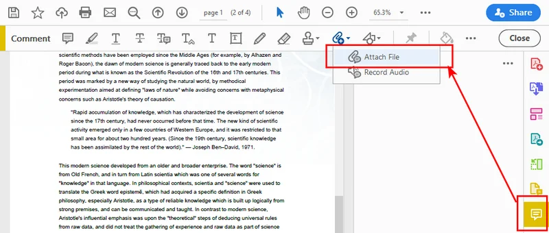 Add Attachments to PDF Using Comment