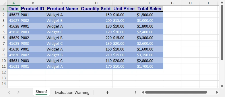 Apply Table Styles to Excel Table in Python