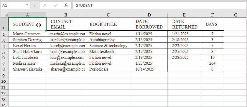Autofit column width in Excel using mouse
