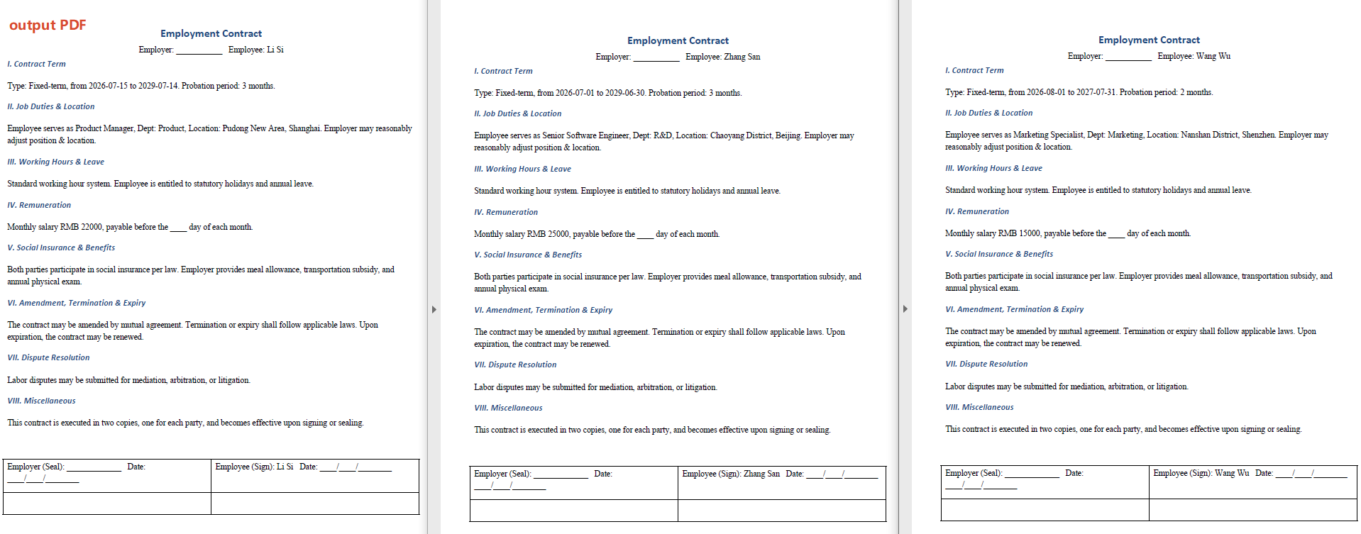 Mail merge batch contract generation