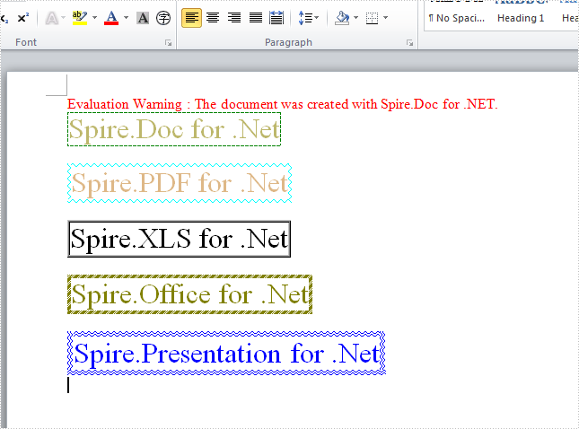 How to apply a border around characters or sentence in word document