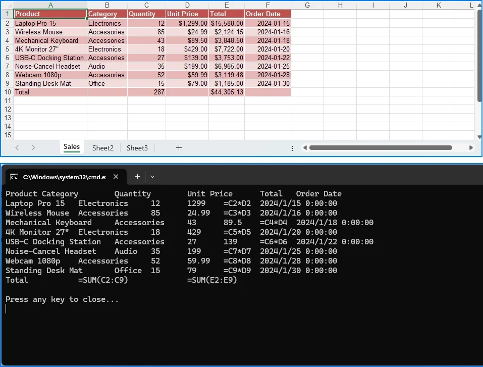 Lire les données Excel ligne par ligne en C# avec Free Spire.XLS — sortie console