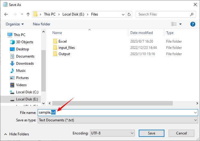 Change .csv extension to .txt extension
