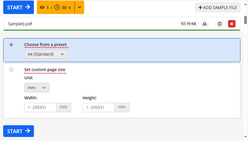 Cambiar el tamaño de la página PDF usando una herramienta gratuita en línea
