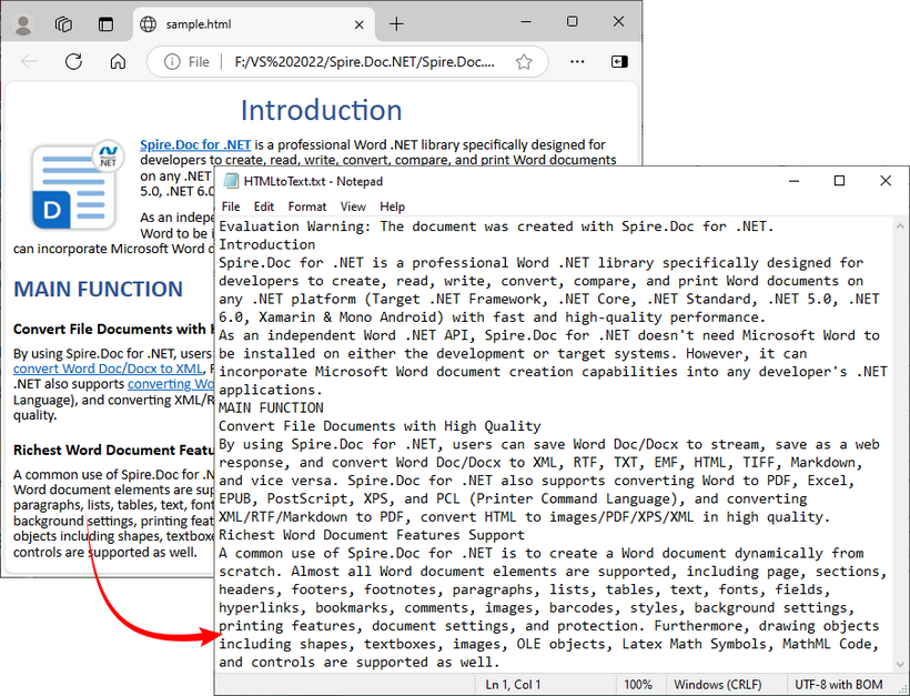 Convert an HTML file to plain text using C#