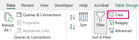 Cliquez sur le bouton Données > Effacer dans Excel