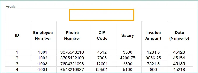 Fai clic sulla sezione centrale