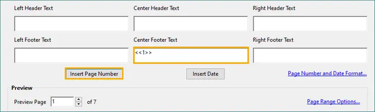 Click Insert Page Number button