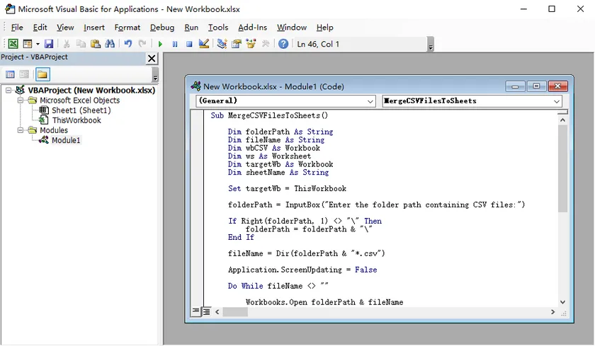 Combine Multiple CSV Files in Excel Using VBA Macro