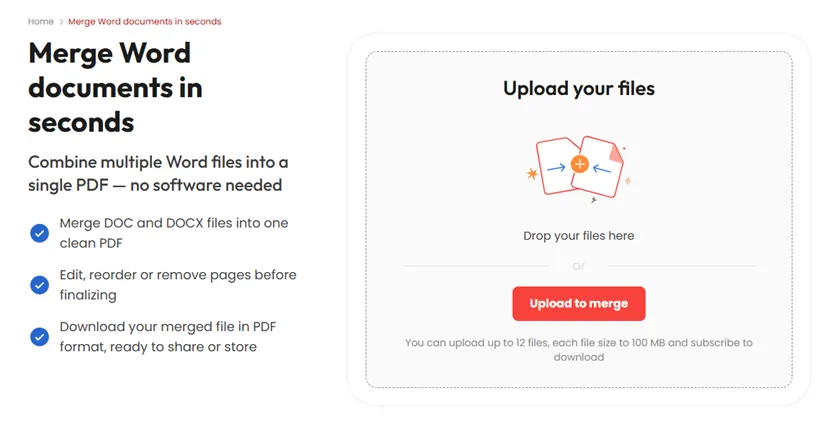 Combine Word Files into PDF Online