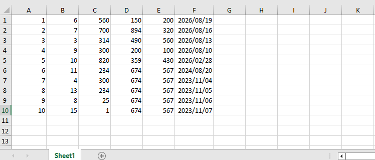 Before Applying Date Conditional Formatting