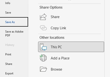 Caixa de Diálogo Salvar Como do Microsoft Word