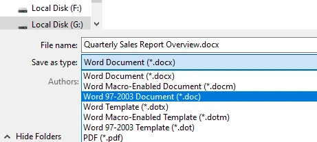 Seleção de Formato do Microsoft Word