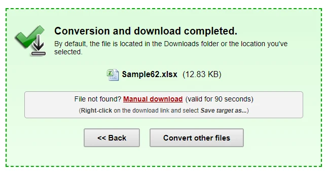 Download DOCX to XLSX Conversion Result