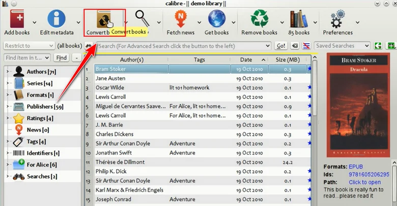 Convert EPUB to PDF on Computer with Calibre