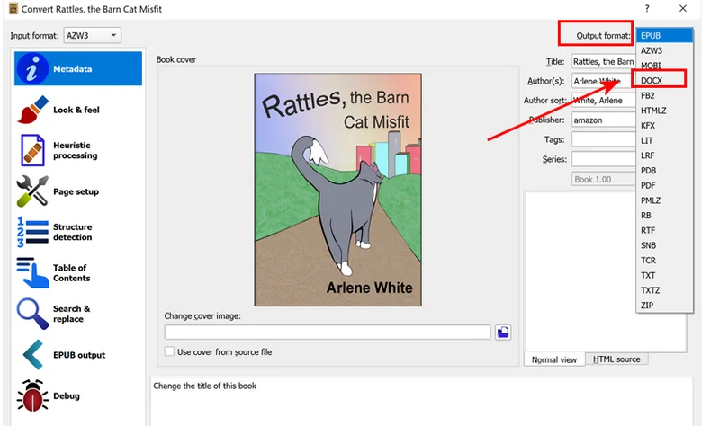 Convert EPUB to DOCX Using Calibre