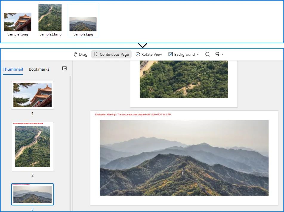 Multiple images converted to multi-page OFD in C++