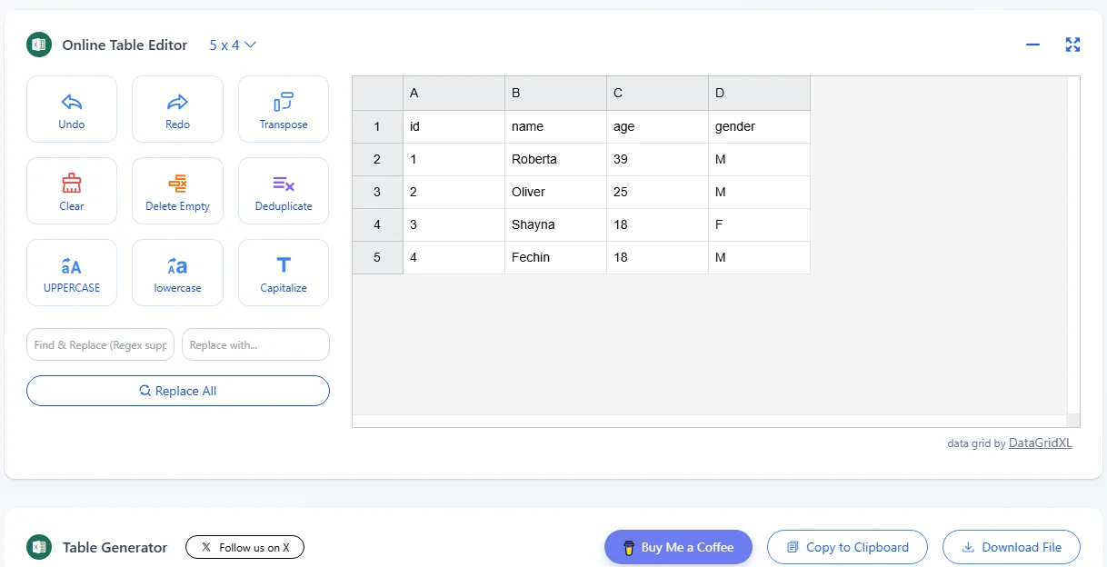 Preview converted Markdown table as Excel spreadsheet