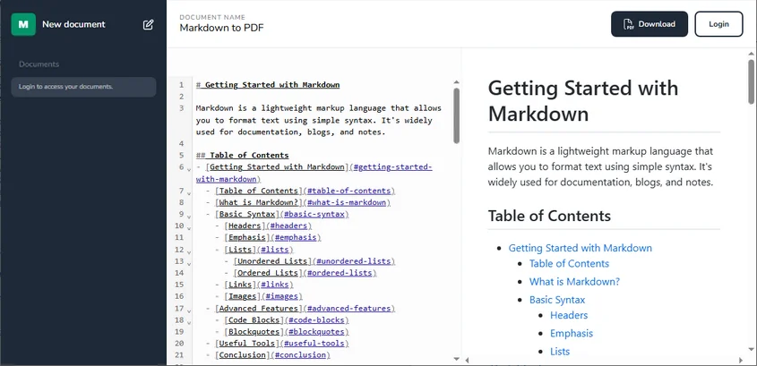 Converter Markdown para PDF Online
